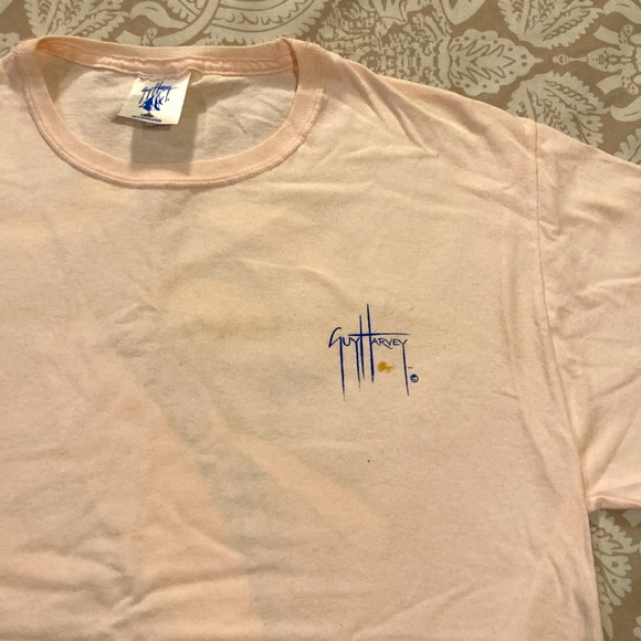 Guy Harvey Pink Graphic T-Shirt Men’s Large Vivid Back Print Excellent - Picture 2 of 7